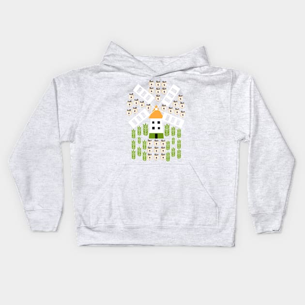 Windmill, apples and grains Kids Hoodie by CocoDes